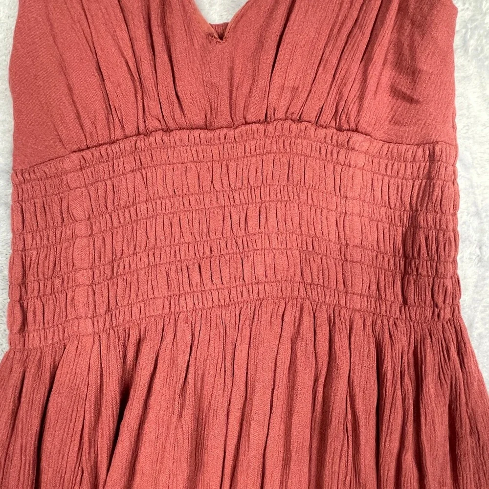 Abercrombie & Fitch Maxi Dress Women Dusty Rose Smocked V-Neck Sleeveless XS